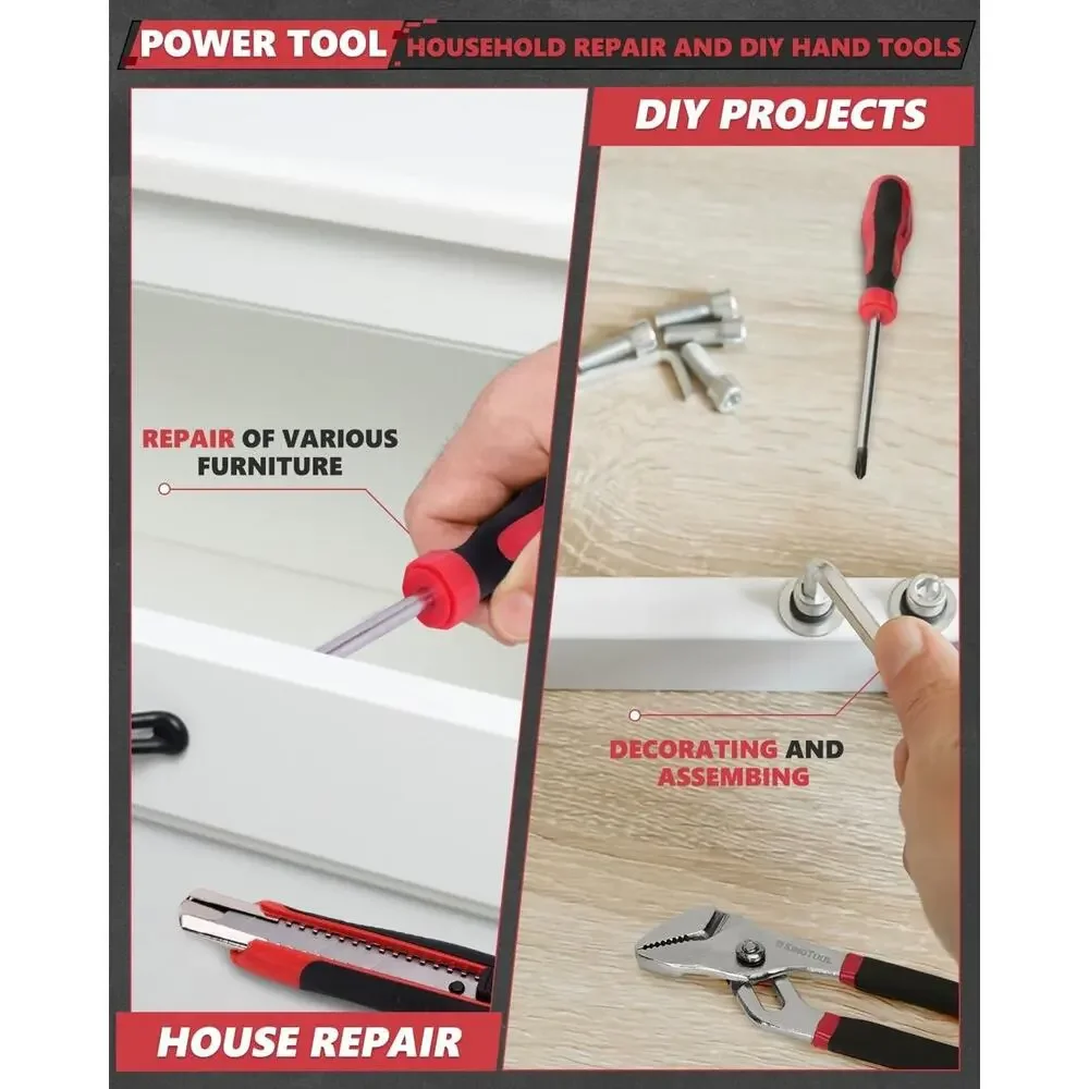 286pc KINGTOOL Home Auto Mechanic Repair Tool Set Kit with Rolling Box 21V Drill